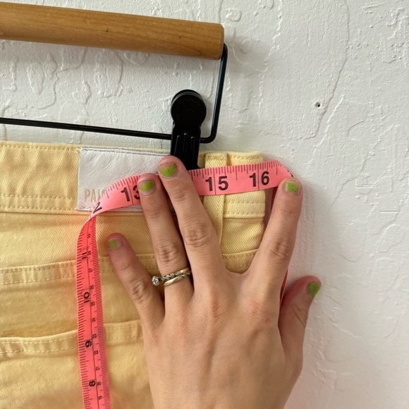 Paige Butter Yellow Claudine Ankle Flare Denim Jeans Size 30 - Picture 10 of 12